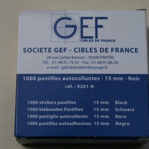 pastilles, gommettes autocollantes 15mm noires/1000